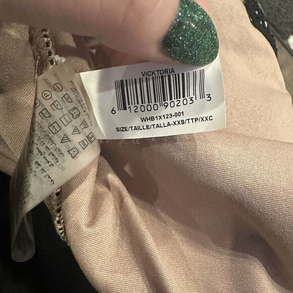 BCBG Maxazria Black Lace Nude Lining y2k Peplum Top Sz XXS Vicktoria Zip - Picture 9 of 11